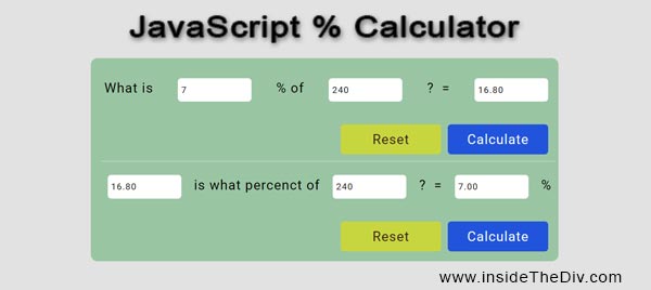 javascript projects percentage calculator