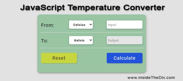 javascript projects temperature calculator