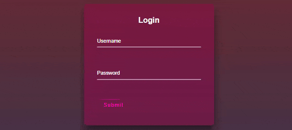 login page template with animated button