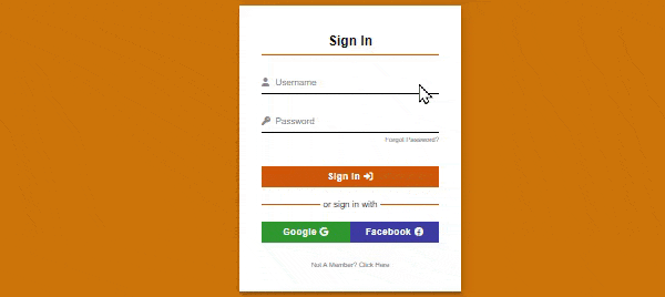 login registration template design with google and facebook buttons